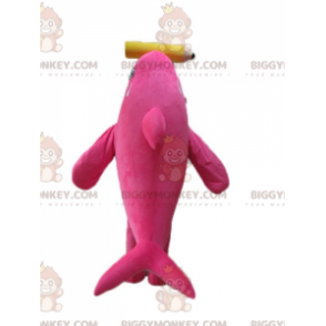 Costume da mascotte Orca delfino rosa e bianco BIGGYMONKEY™ con