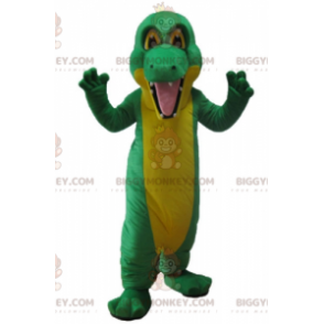 Costume de mascotte BIGGYMONKEY™ de crocodile vert et jaune