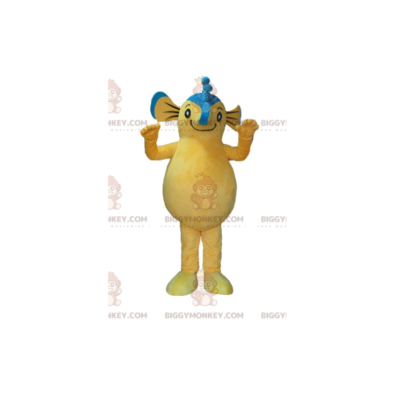 Costume de mascotte BIGGYMONKEY™ d'hippocampe bleu et jaune