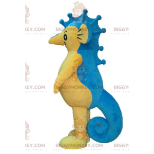 Costume de mascotte BIGGYMONKEY™ d'hippocampe bleu et jaune