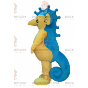 Costume de mascotte BIGGYMONKEY™ d'hippocampe bleu et jaune