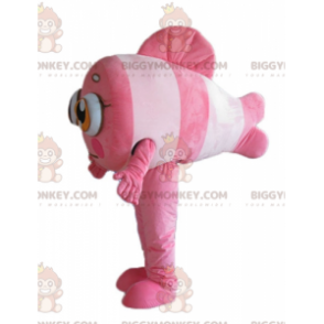 Costume de mascotte BIGGYMONKEY™ de poisson-clown rose et blanc