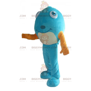 Blue Fish BIGGYMONKEY™-mascottekostuum met zeer lachend geel