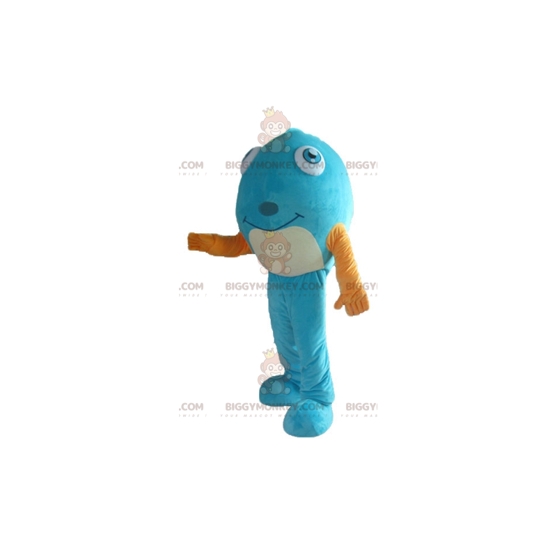 Costume da mascotte Blue Fish BIGGYMONKEY™ con maglietta gialla