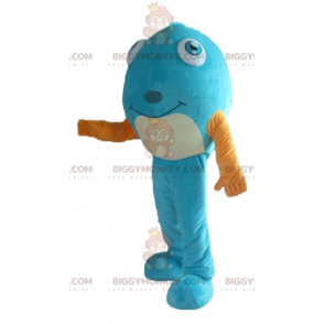 Costume da mascotte Blue Fish BIGGYMONKEY™ con maglietta gialla