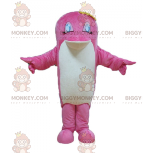 Kostium maskotka różowo-biała ryba delfin BIGGYMONKEY™ -