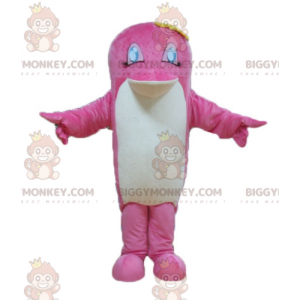 Traje de mascote de golfinho rosa e peixe branco BIGGYMONKEY™ –