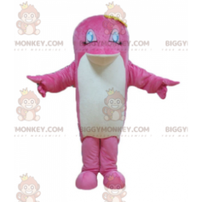 Costume da mascotte delfino rosa e pesce bianco BIGGYMONKEY™ -