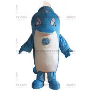 Simpatico costume da mascotte BIGGYMONKEY™ delfino blu e bianco