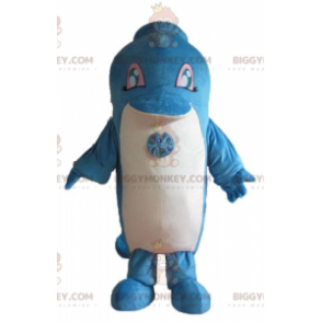 Simpatico costume da mascotte BIGGYMONKEY™ delfino blu e bianco