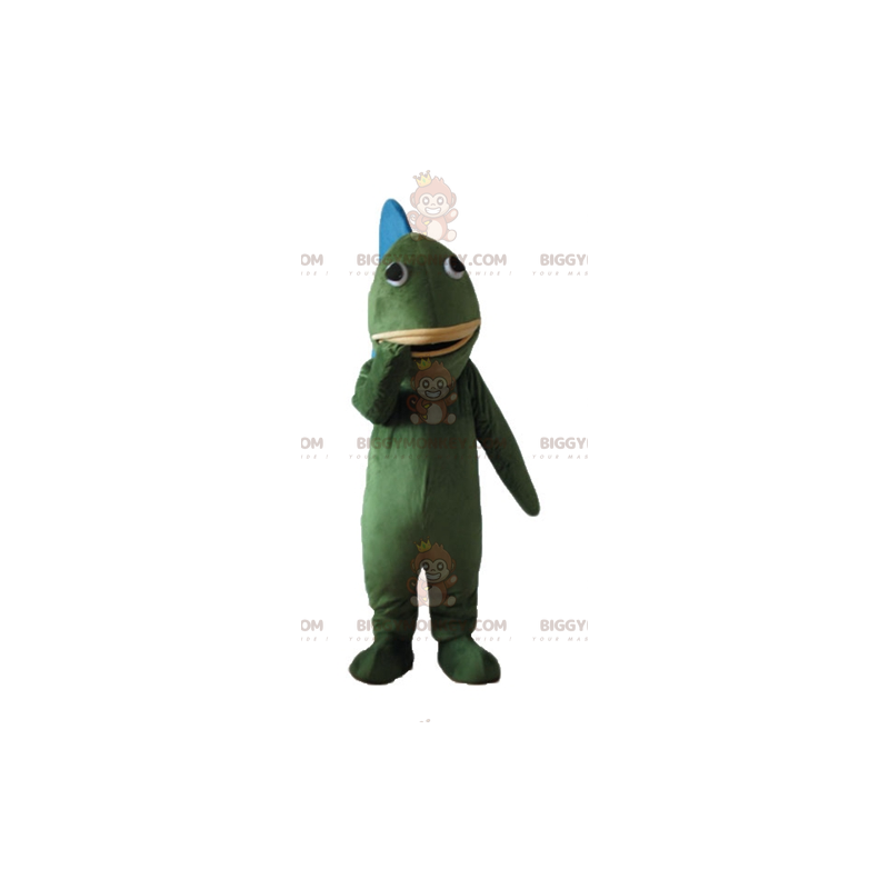 Costume da mascotte gigante verde e pesce blu BIGGYMONKEY™ -