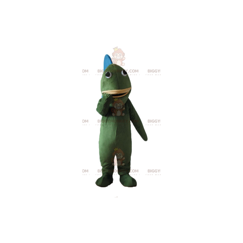 Traje de mascote de peixe gigante verde e azul BIGGYMONKEY™ –