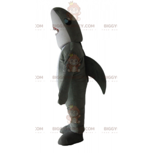 Costume de mascotte BIGGYMONKEY™ de requin gris et blanc