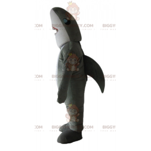 Traje de mascote realista e impressionante de tubarão cinza e