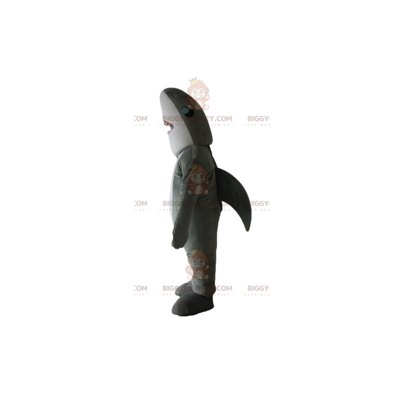 Costume de mascotte BIGGYMONKEY™ de requin gris et blanc