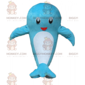 Costume da mascotte BIGGYMONKEY™ da balena blu e bianca