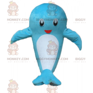 Fantasia de mascote BIGGYMONKEY™ de baleia azul e branca