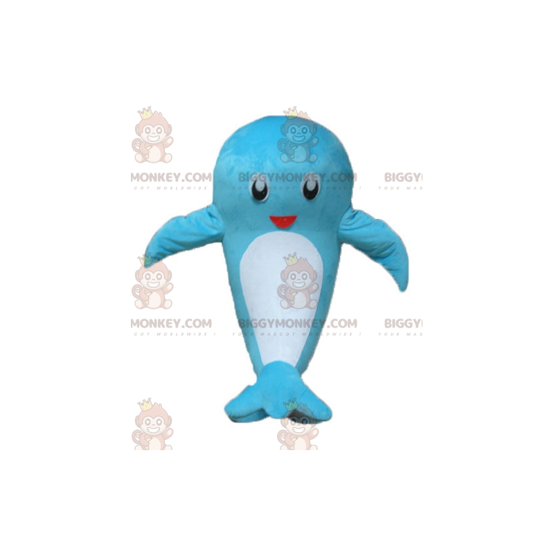 Fantasia de mascote BIGGYMONKEY™ de baleia azul e branca