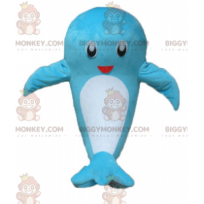 Fantasia de mascote BIGGYMONKEY™ de baleia azul e branca