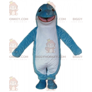 Traje de mascote BIGGYMONKEY™ original sorridente de golfinho