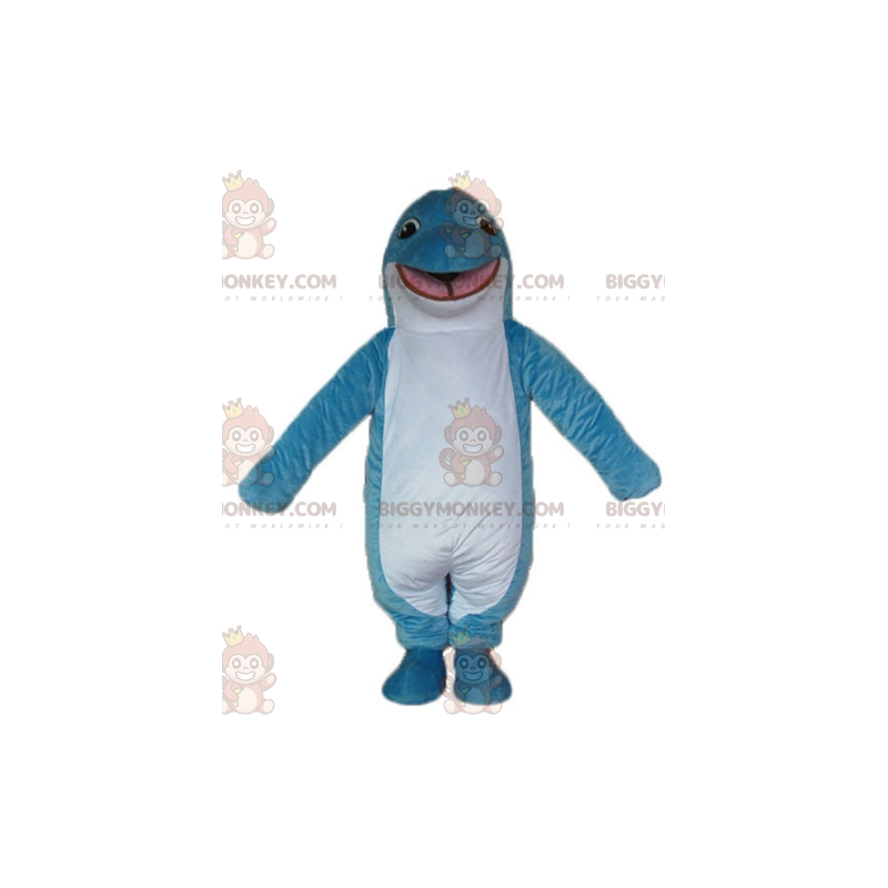 Traje de mascote BIGGYMONKEY™ original sorridente de golfinho