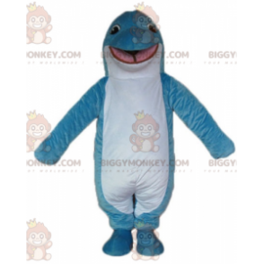 Traje de mascote BIGGYMONKEY™ original sorridente de golfinho