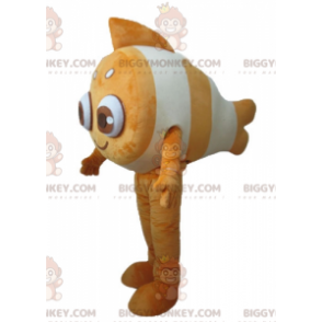 Costume mascotte BIGGYMONKEY™ pesce pagliaccio arancione e bianco molto  sorridente