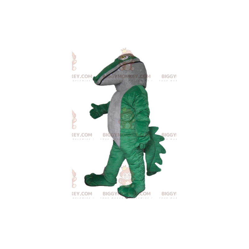 Costume da mascotte gigante e impressionante coccodrillo verde