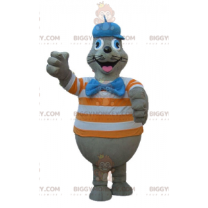 Traje de mascote BIGGYMONKEY™ de leão marinho cinza com