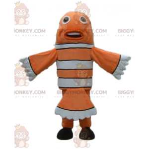Costume de mascotte BIGGYMONKEY™ de poisson-clown orange blanc