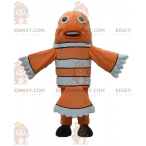 Costume mascotte BIGGYMONKEY™ pesce pagliaccio arancione bianco