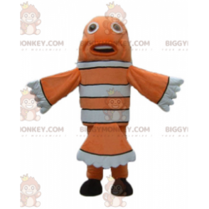 Costume mascotte BIGGYMONKEY™ pesce pagliaccio arancione bianco