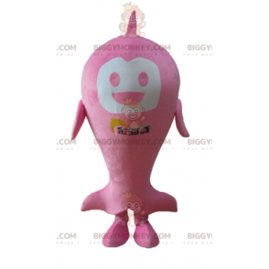 BIGGYMONKEY™ Disfraz de mascota de pez rosa y blanco sonriente