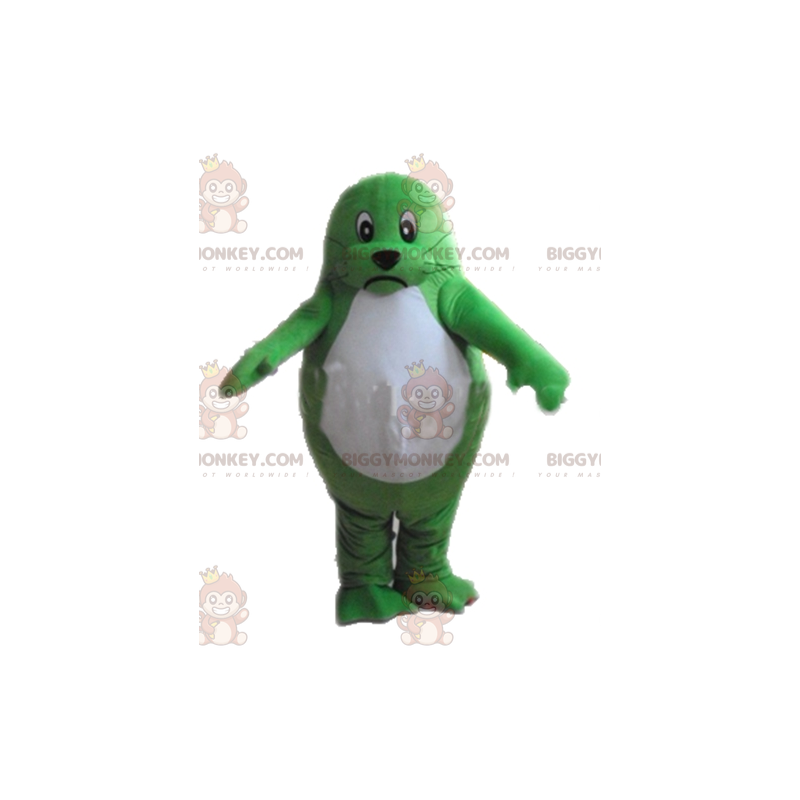 Costume de mascotte BIGGYMONKEY™ de loutre vert et blanche