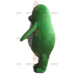 Traje de mascote de lontra gigante e cativante verde e branco