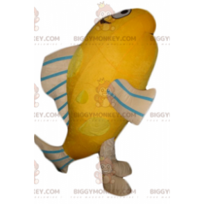 Costume da mascotte pesce gigante arancione beige blu