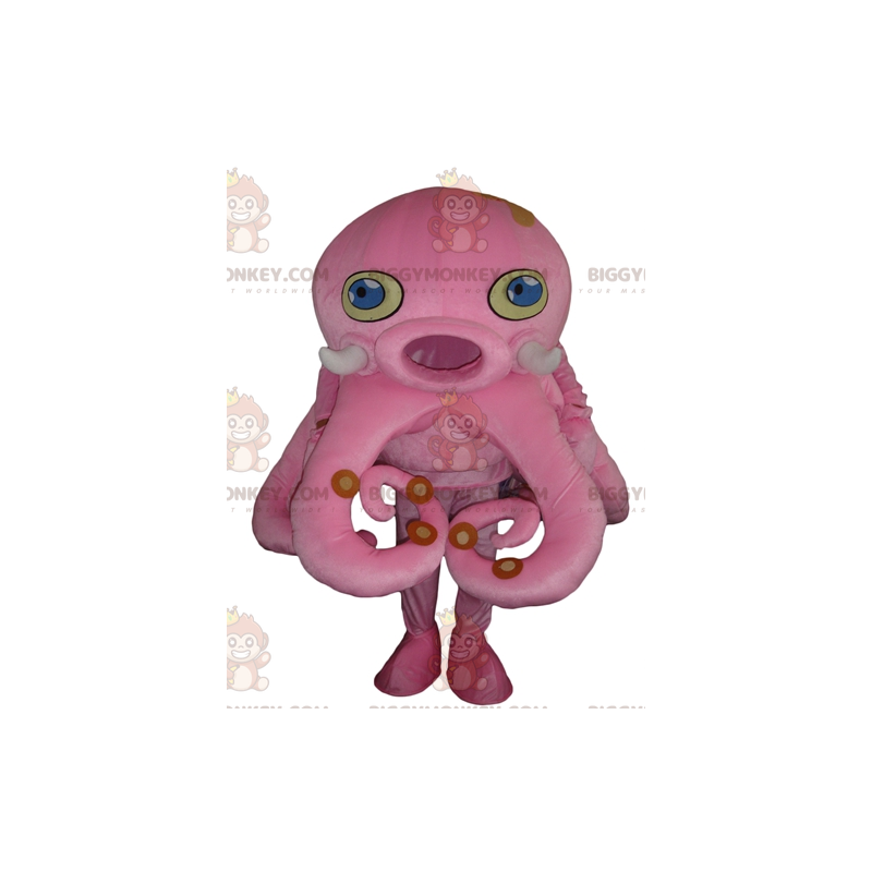 BIGGYMONKEY™ Mascot Costume Giant Pink Octopus with Blue Eyes –