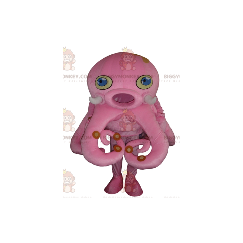 BIGGYMONKEY™ Mascot Costume Giant Pink Octopus with Blue Eyes -