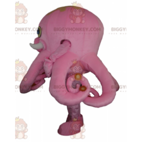 BIGGYMONKEY™ Mascot Costume Giant Pink Octopus with Blue Eyes -