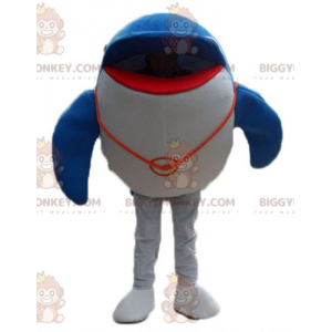 Costume da mascotte BIGGYMONKEY™ delfino blu e bianco gigante