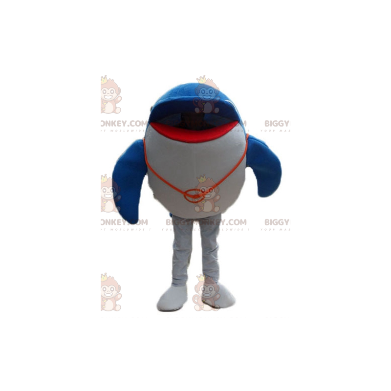 Costume da mascotte BIGGYMONKEY™ delfino blu e bianco gigante