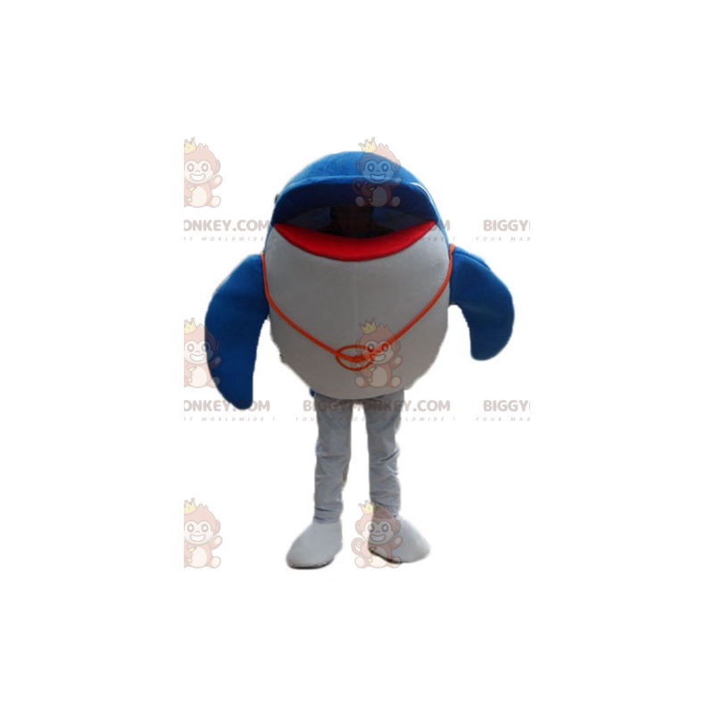 Disfraz de mascota BIGGYMONKEY™ de delfín azul y blanco gigante