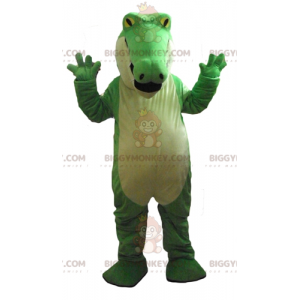 Costume de mascotte BIGGYMONKEY™ de crocodile vert et blanc