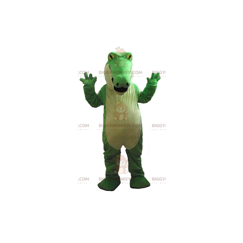 Costume da mascotte BIGGYMONKEY™ coccodrillo verde e bianco