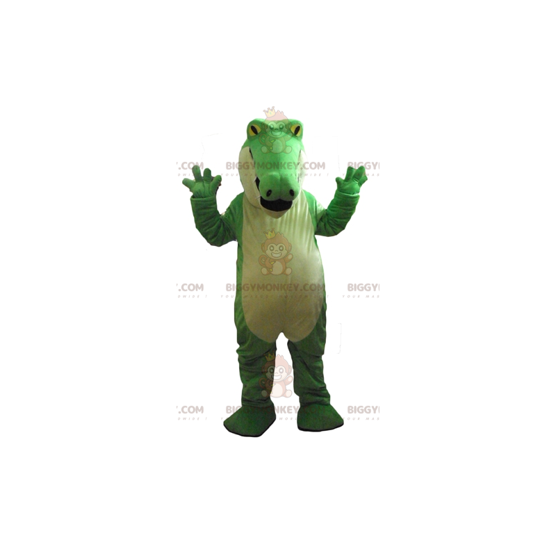 Costume de mascotte BIGGYMONKEY™ de crocodile vert et blanc