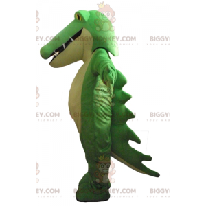 Disfraz de mascota BIGGYMONKEY™ de cocodrilo verde y blanco