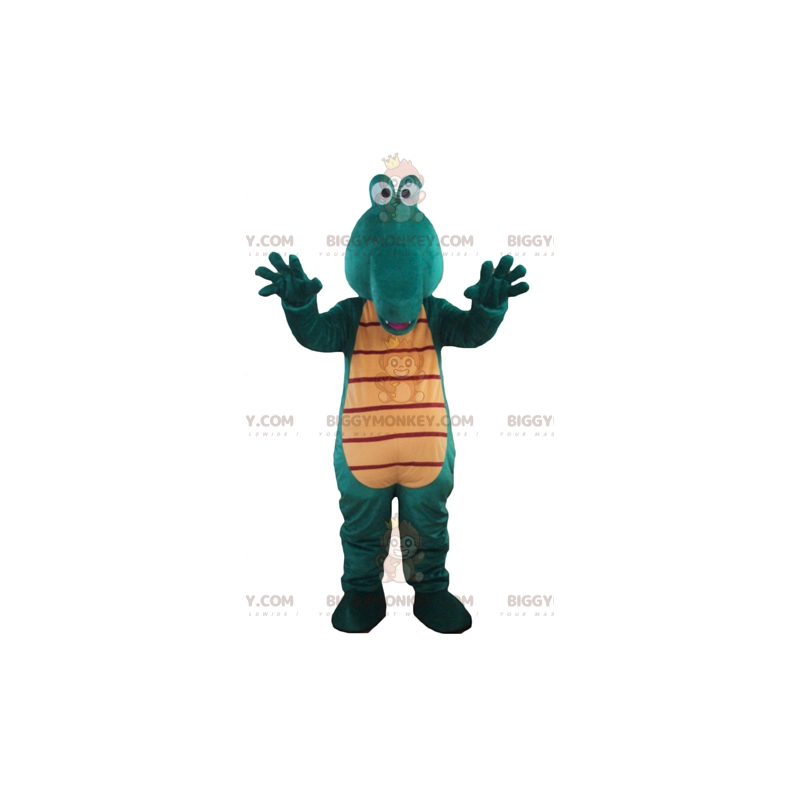 Costume de mascotte BIGGYMONKEY™ de crocodile vert et jaune