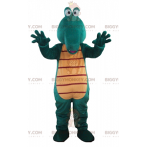 Costume de mascotte BIGGYMONKEY™ de crocodile vert et jaune