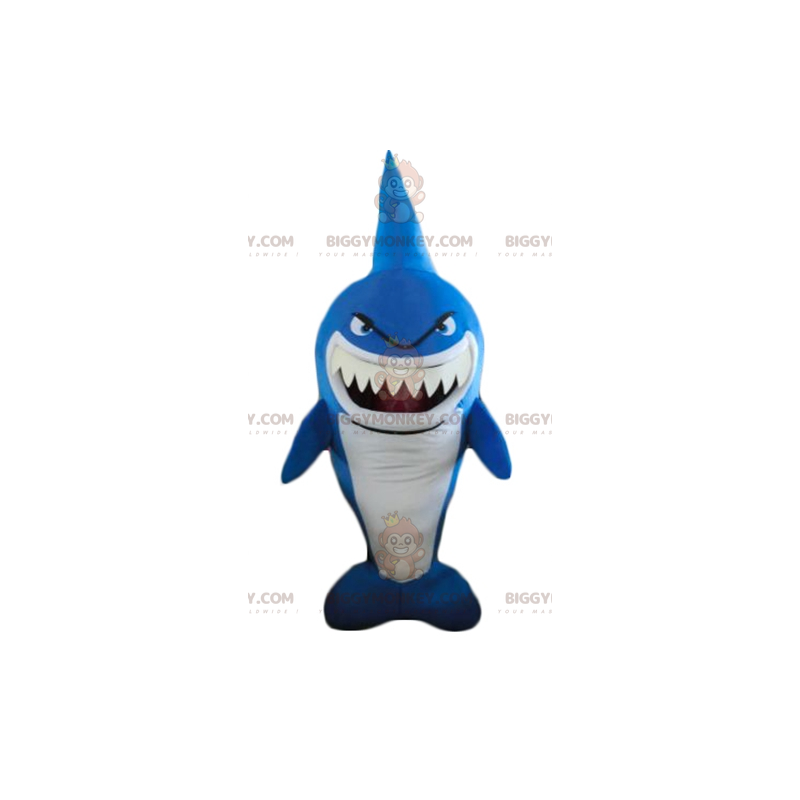 Very Funny Fierce Looking Blue And White Shark Mascot Costume