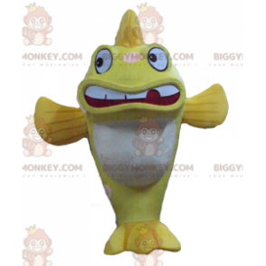 Costume da mascotte BIGGYMONKEY™ pesce grande giallo e bianco